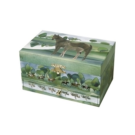 Trousselier Green Normandy Horse Phosphorescent Musical Jewelry Box