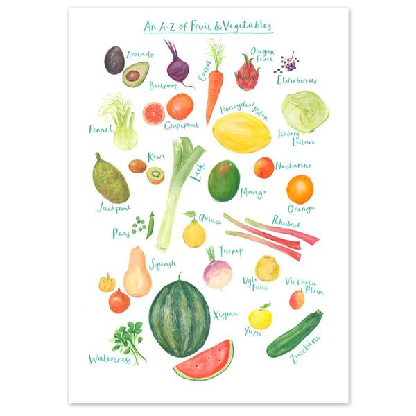A 3 A To Z Of Fruit And Vegetables Art Print