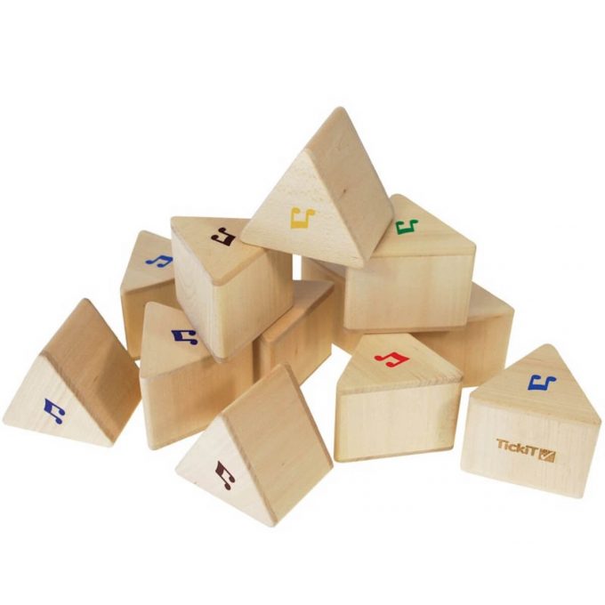 TickiT Set of 12 Wooden Sensory Prisms with Sound