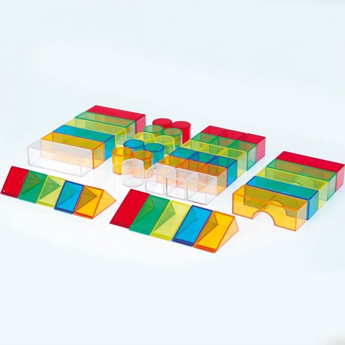 TickiT 50 Pieces Geometric Shapes Translucent Color Blocks