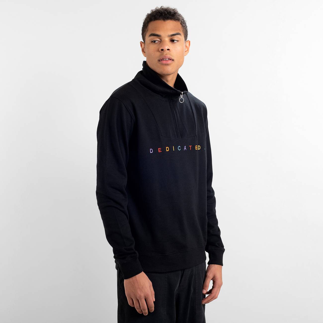dedicated Black Halfzip Srolien Spread Logo Sweatshirt