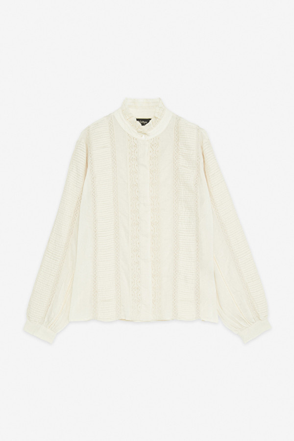 OTTO D´AME Beige Shirt with Embroideries and Laces