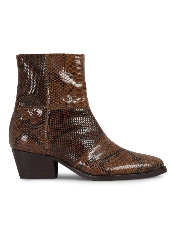 Fogg Snake Print Brown Leather Boot