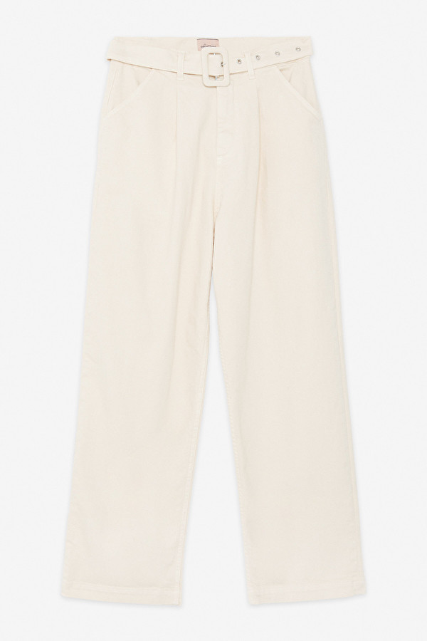 Otto D Ame Beige Velvet Pants with Matching Belt