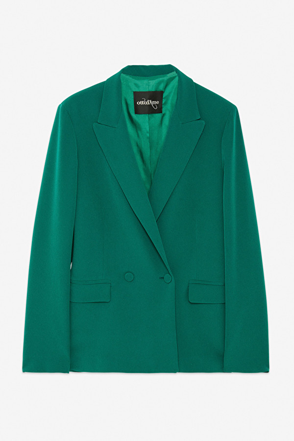 Otto D Ame Green 1 Button Jacket With Pockets