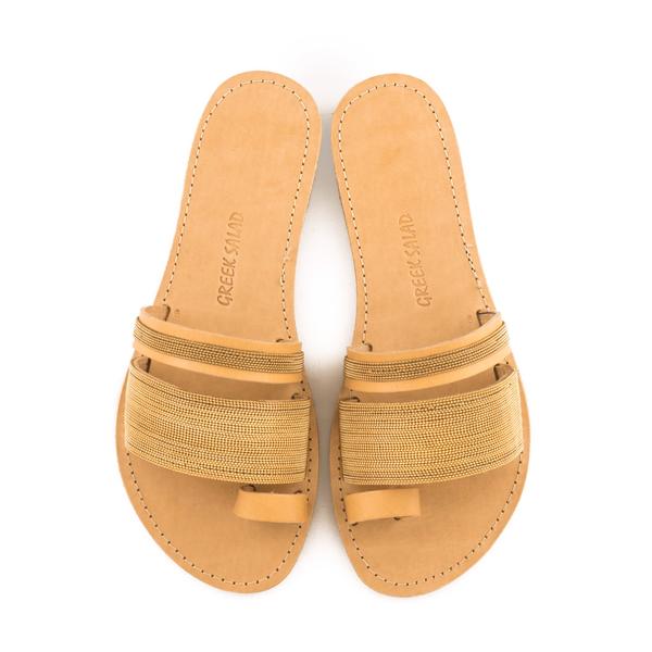 Gold Chain Leather Sandal