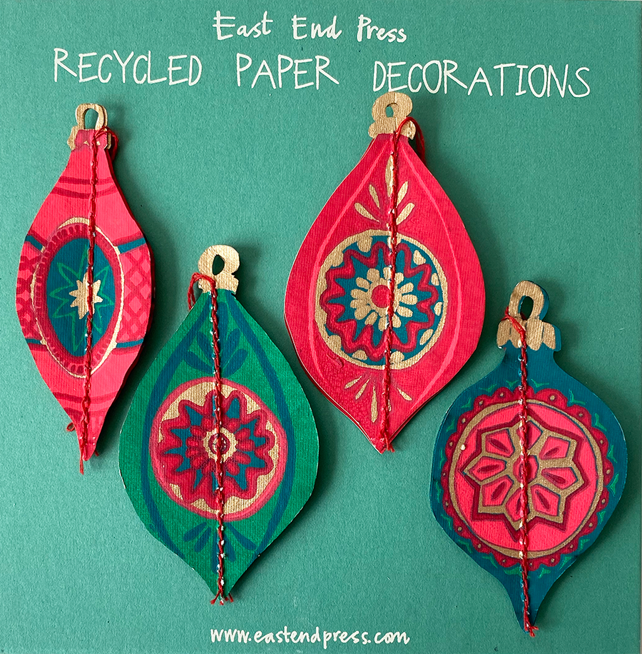 East End Press Bauble Recycled Paper Decorations