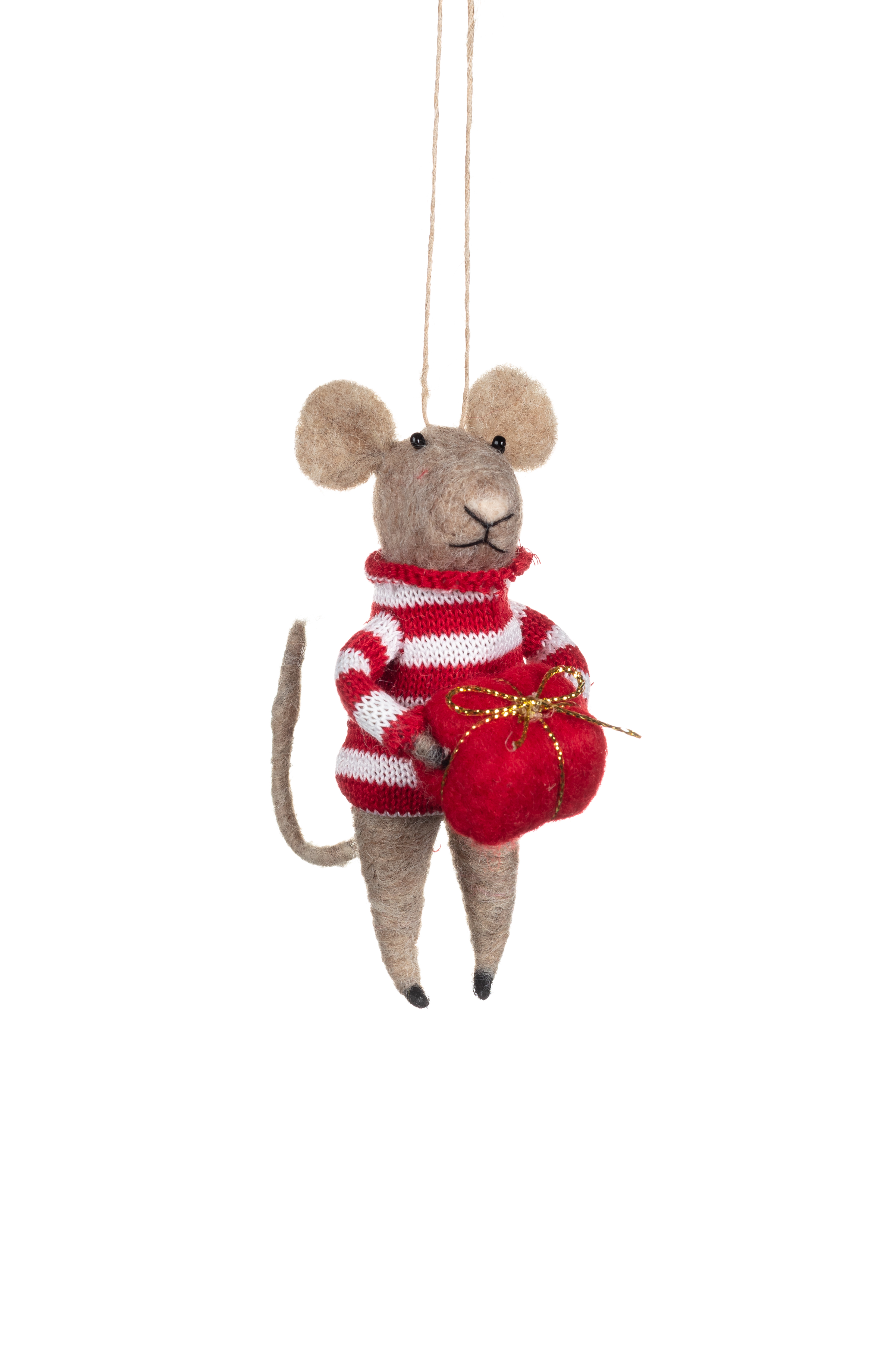 Hyde And Seek Felt Mouse with Striped Jumper Decoration