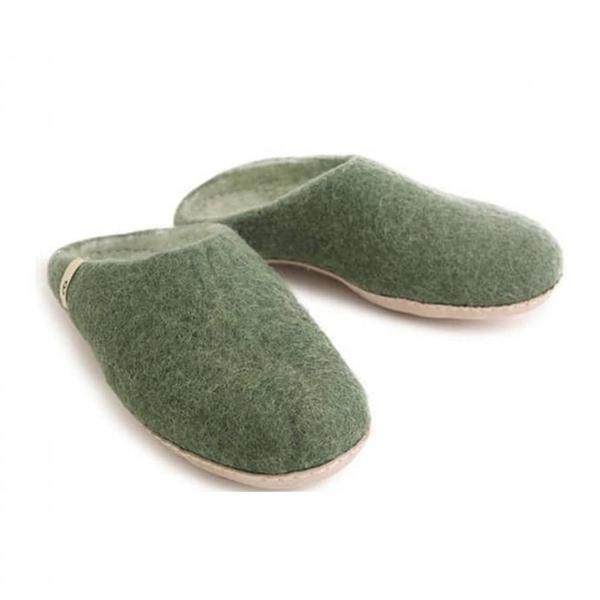 Green Fair Trade Felt Slippers