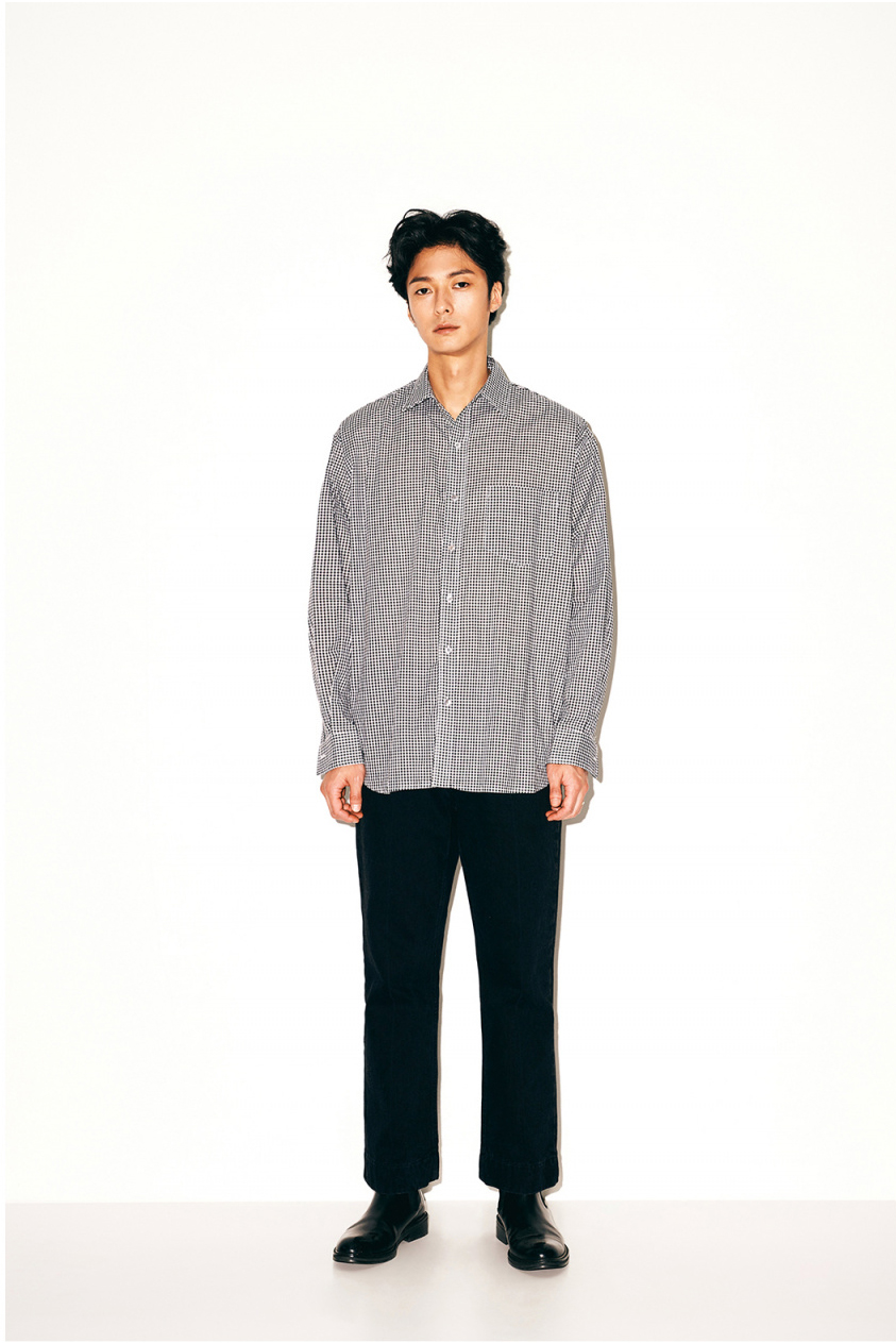 Partimento Gingham Check Shirt in Smoke Beige
