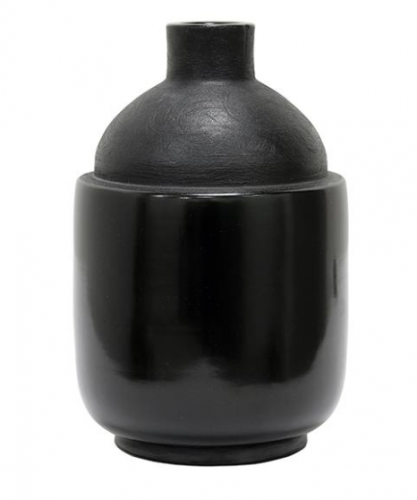 HK Living Vase 15x H27cm in Black Stoneware Handmade