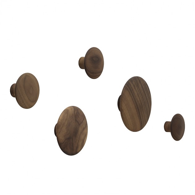 Muuto Set of 5 Walnut Wooden Dots Wall Coat Rack