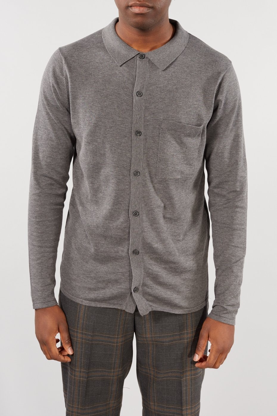 Selected Homme Grey Knit Eli Polo Cardigan