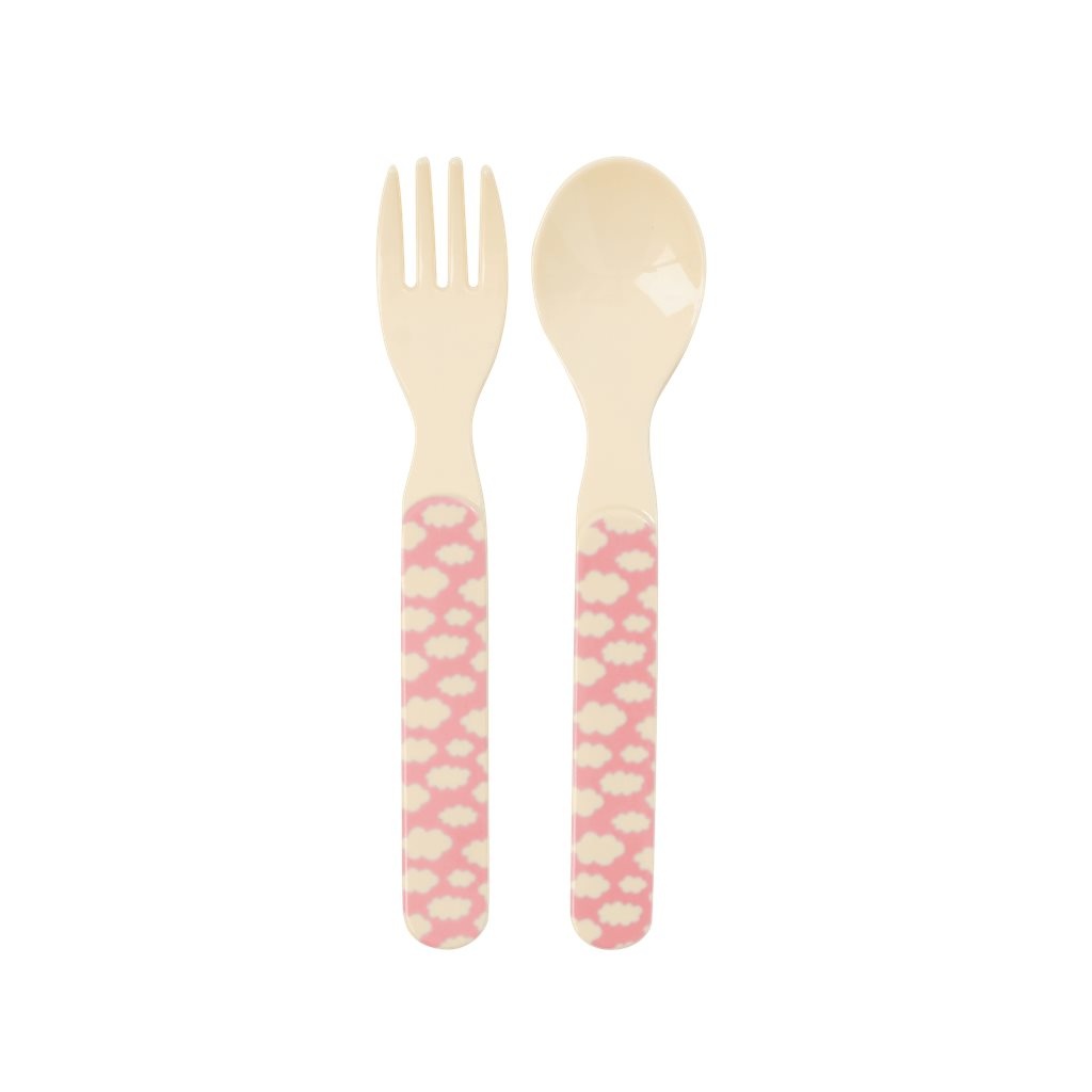rice Pink Cloud Kids Melamine Spoon and Fork