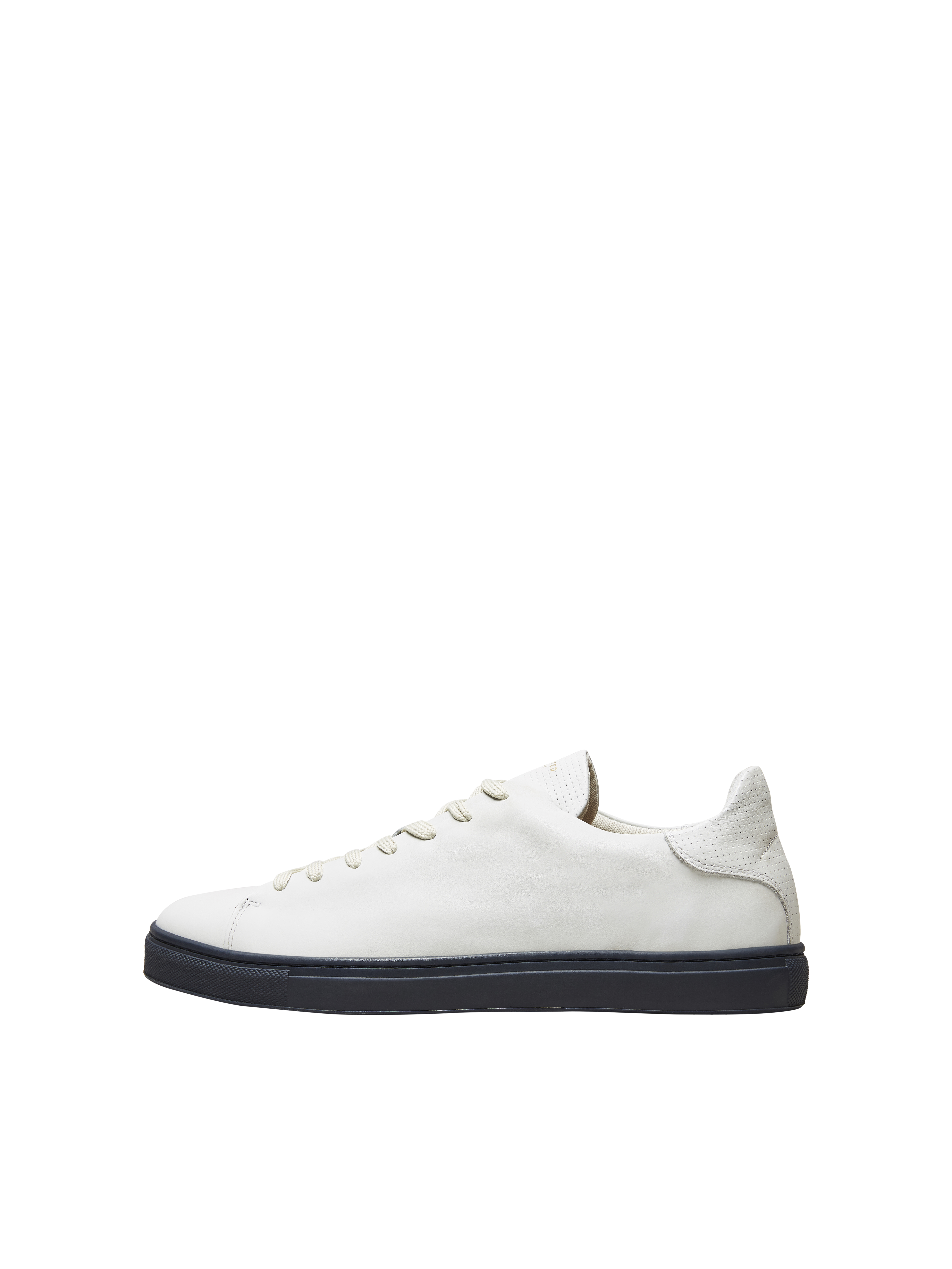 Selected Homme David Leather Trainers - White/Navy Rim
