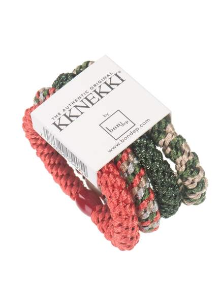 Kknekki Set Of 4 Red Green And Gold Hair Ties