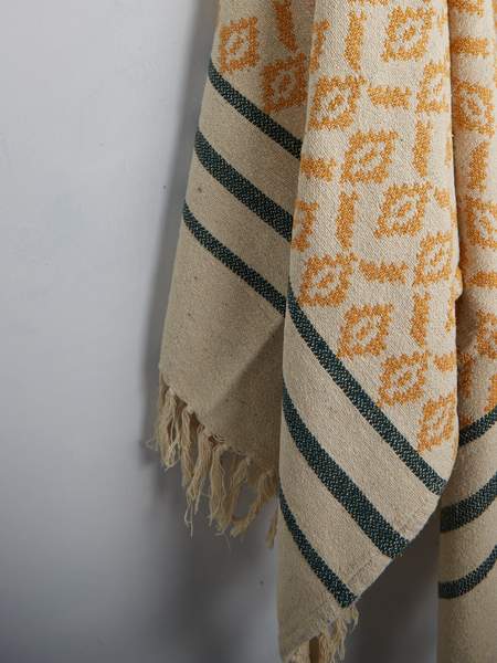 Bloomingville Yellow And Green Recycled Cotton Throw