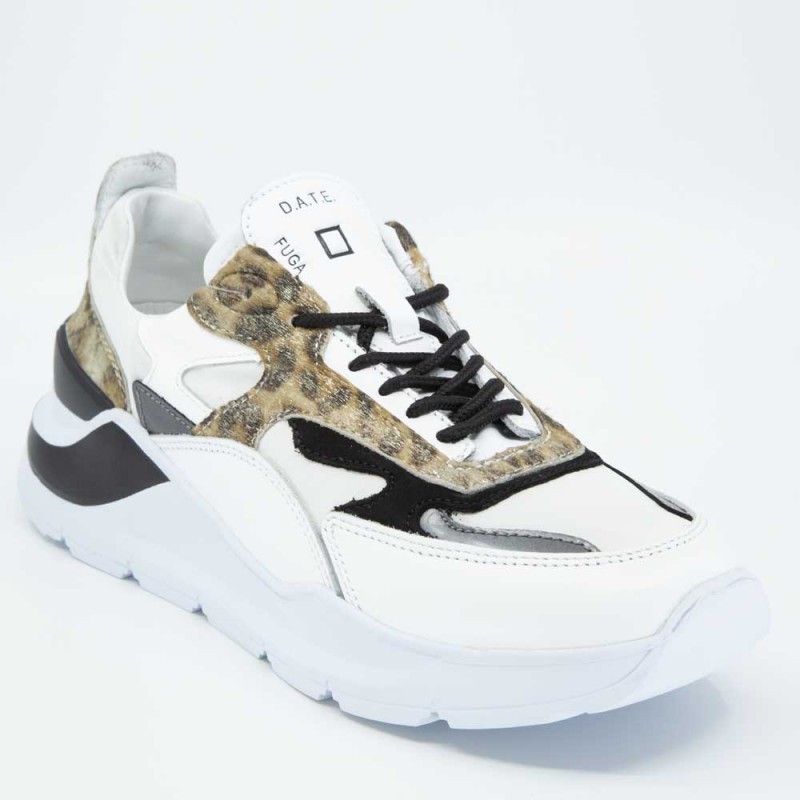 D.A.T.E. Sneakers Fuga Animalier in White / Leopard Trainer