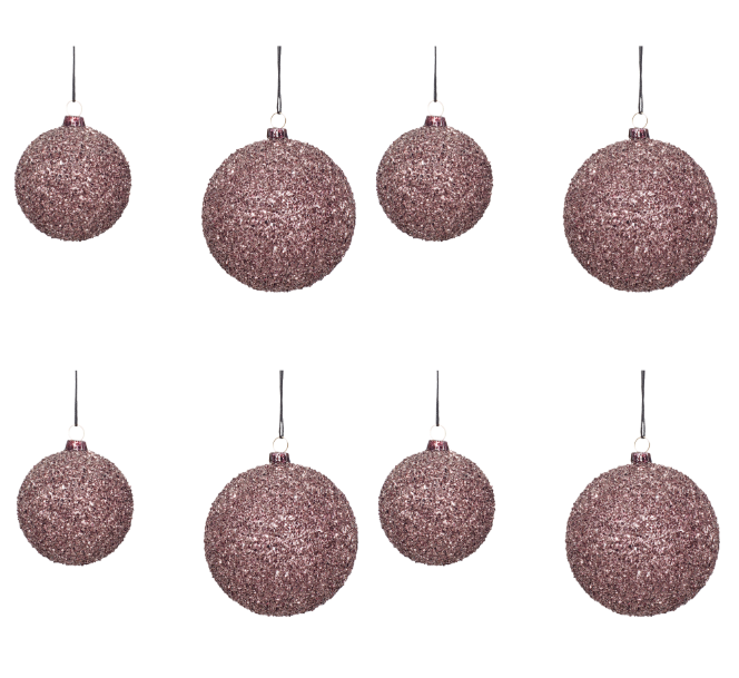 Hubsch Set of 8 Christmas ball baubles plastic, purple