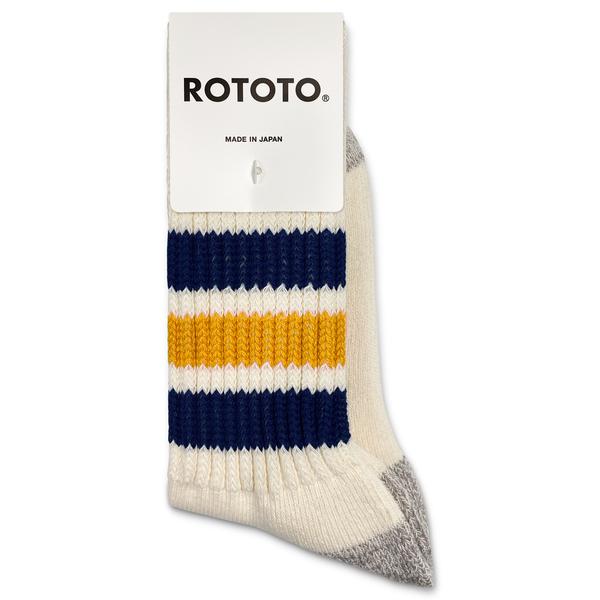 RoToTo Ribbed Oldschool Socks Navy Yellow
