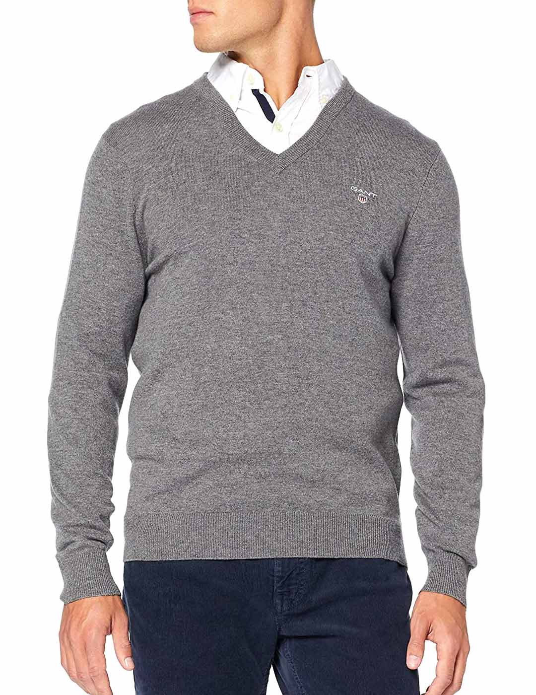 Fine Gray Melange Lambswool Pico Jersey