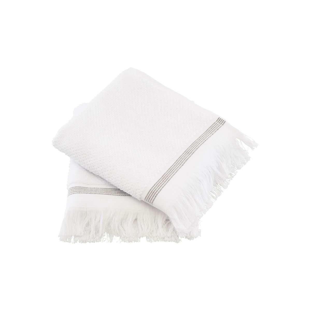 Meraki Towel, 40x60 cm, White W. Grey Stripes (Set of 2)