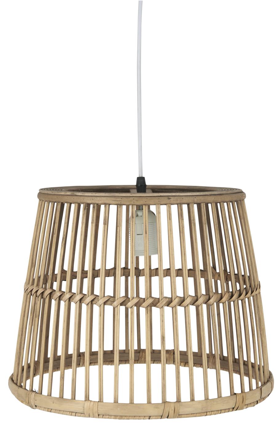 Ib Laursen Hanging Bamboo Shade Lamp with White Plastic Cord