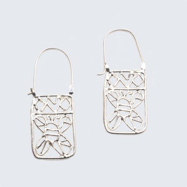 Honey Bee Hook Earrings Silver