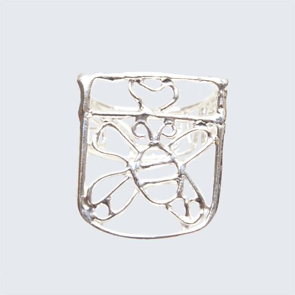 Silver Lace Bumble Bee Ring