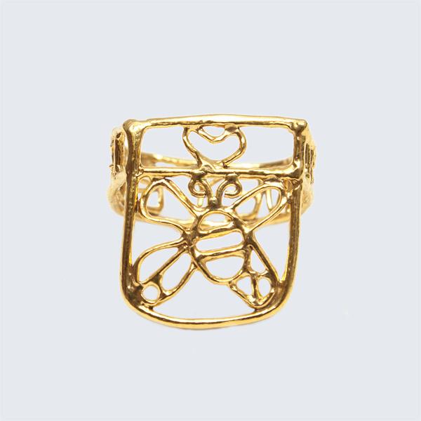 Brass Lace Bumble Bee Ring