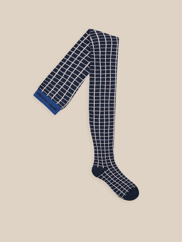 Dark Blue and White Grid Tights
