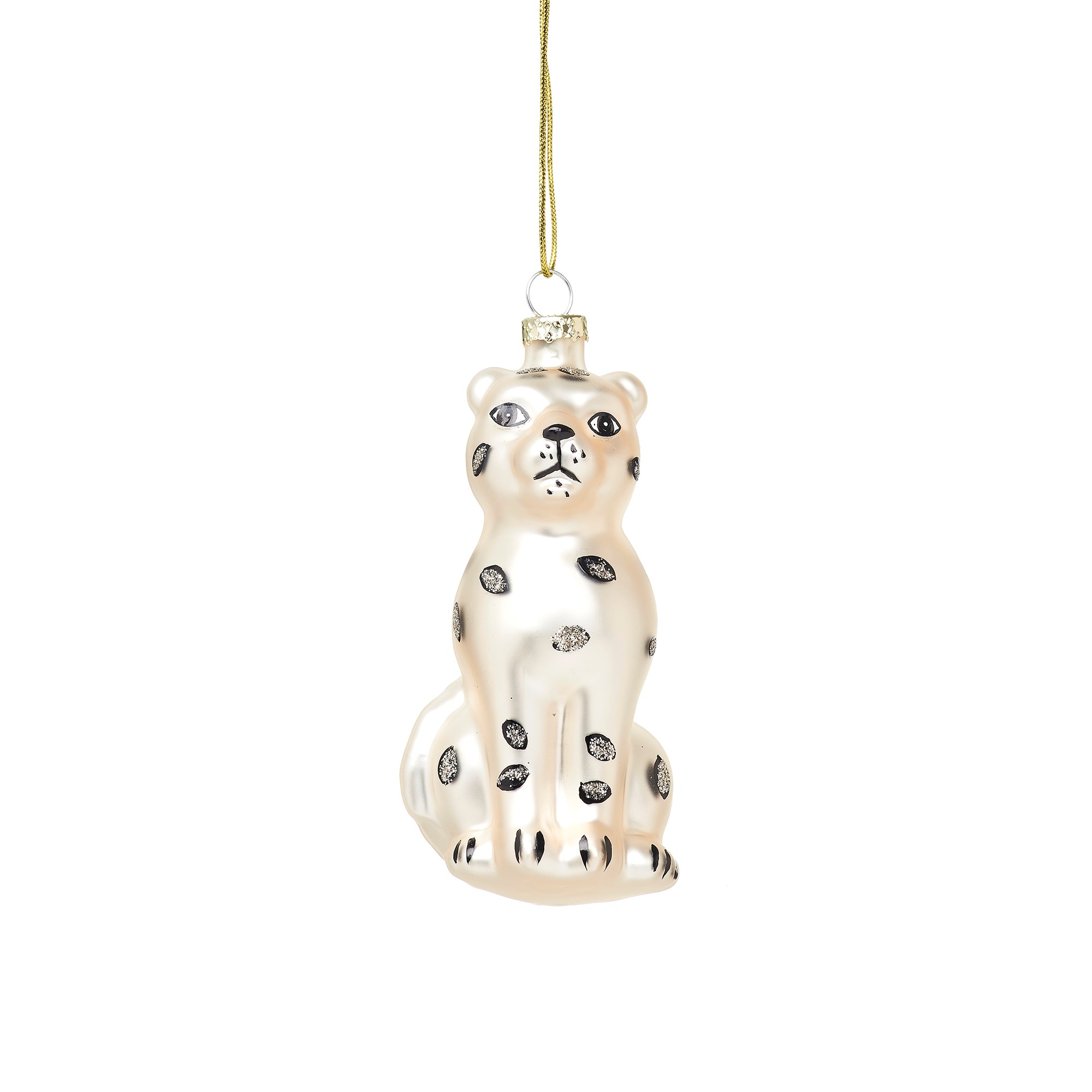 &Quirky Snow Leopard Glass Bauble
