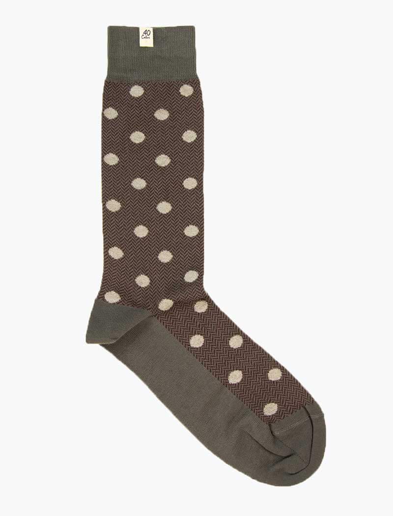 Grey and Burgundy Polka Dot and Chevron Organic Cotton Socks