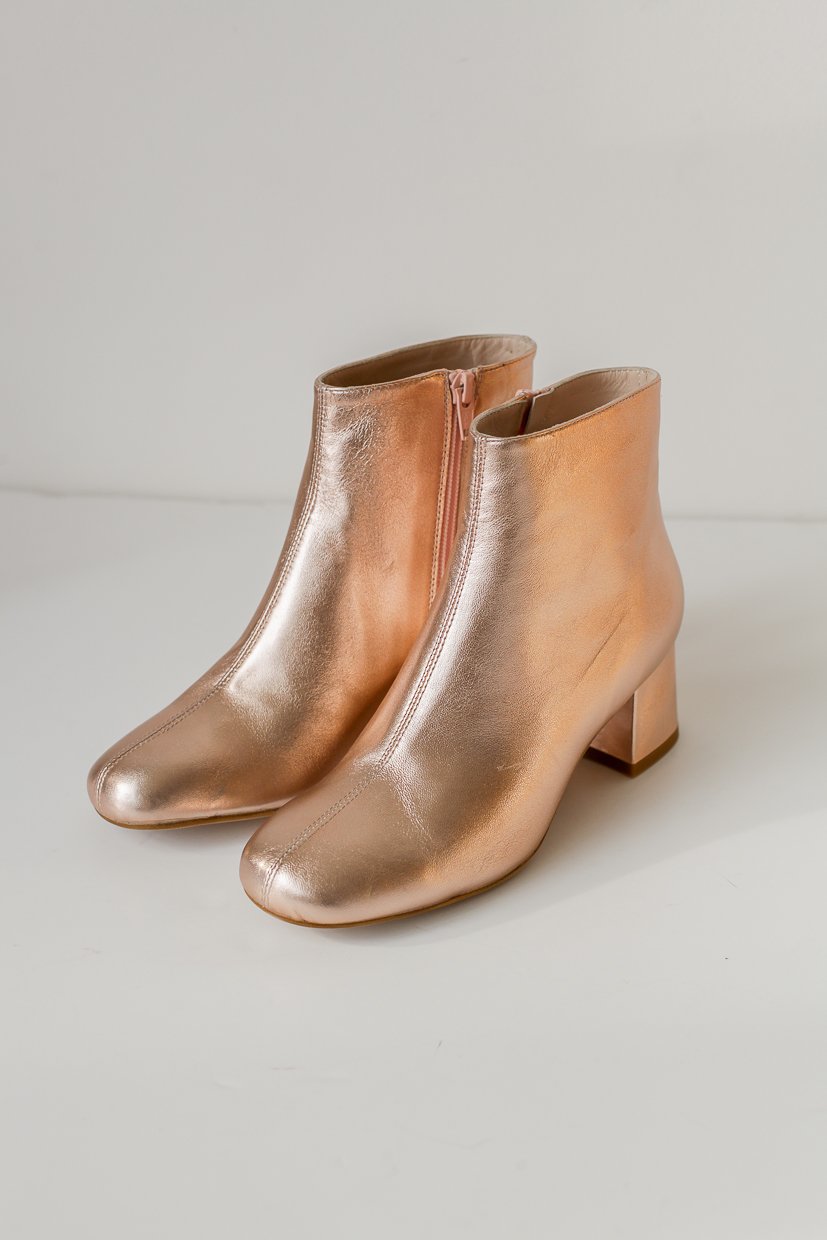 rose gold ankle booties