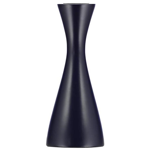 Medium Jet Black Wooden Candle Holder