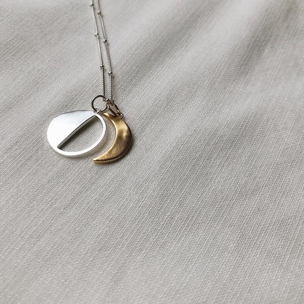 Lines + Current Demi Moon Necklace