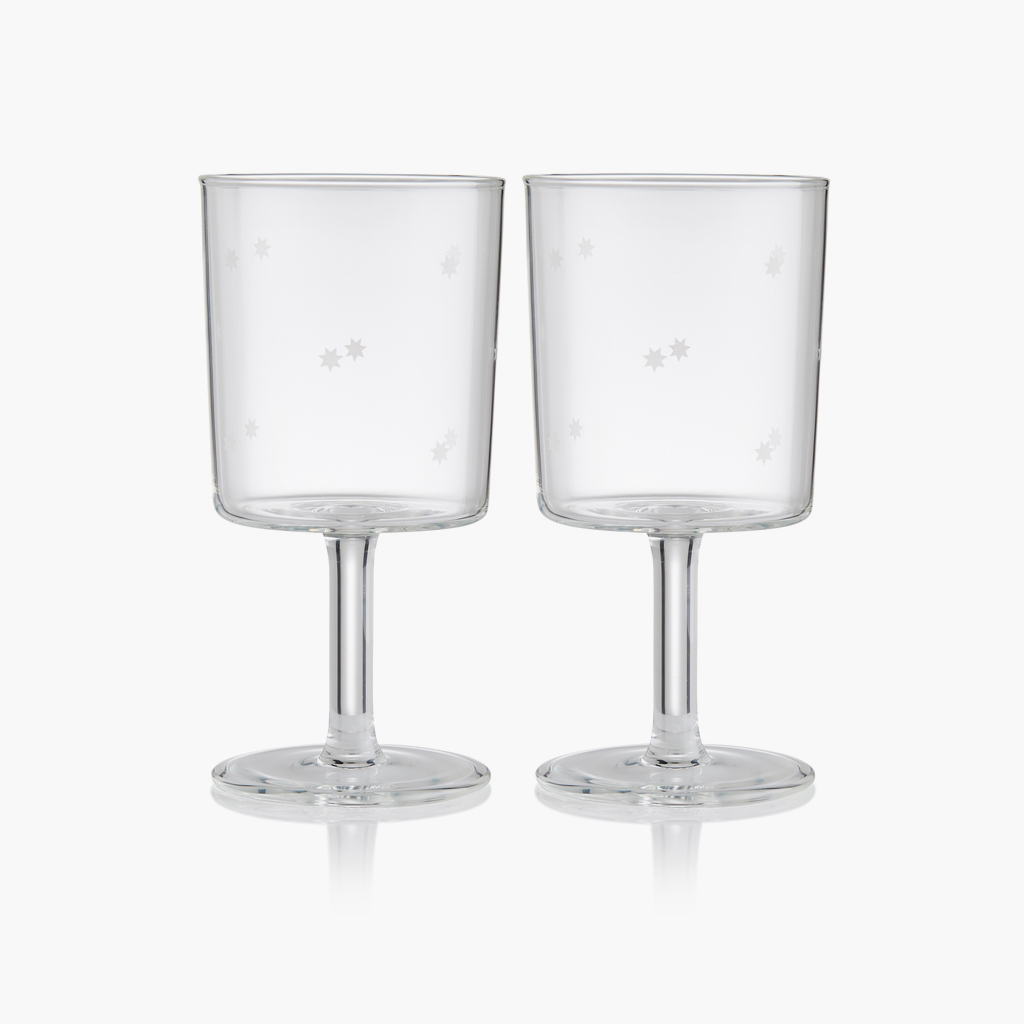 Maison Balzac Set of 2 Wine Glasses - Clear with Stars