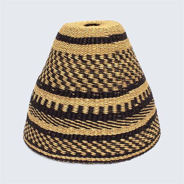 Ghanaian Hand Woven Bell Light Shade 'Black And Natural&#x27