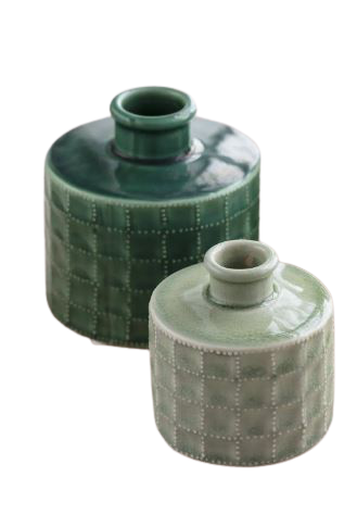 Madeleine & Gustave 2 Green Sorrento vases 