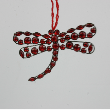 Or & Wonder Collection Jewelled Red Dragonfly Tree Hanger Bauble 