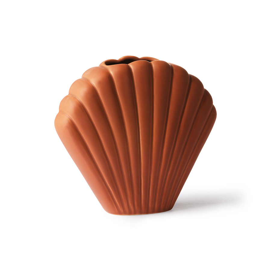 HK Living Ceramic Shell Vase Brown M