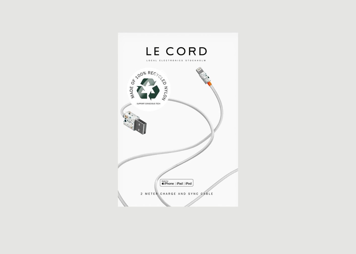 Le Cord Recycled USB Cable 2 Meters