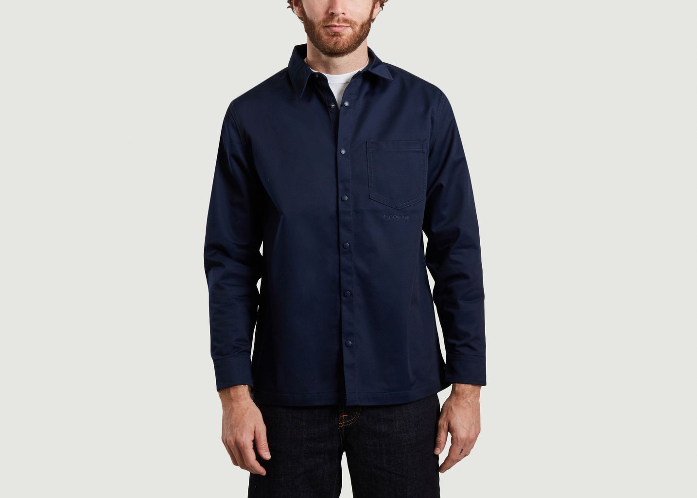 Mc Overalls Navy Blue Oversize Shirt With Pocket