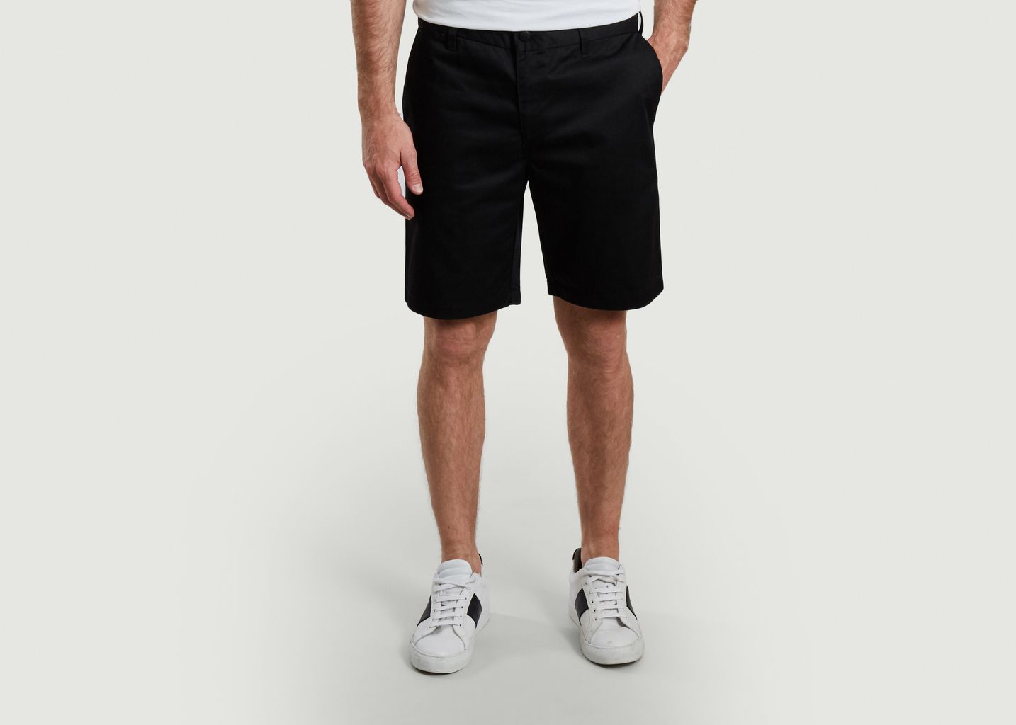 Mc Overalls Black Plain Straight Cut Shorts