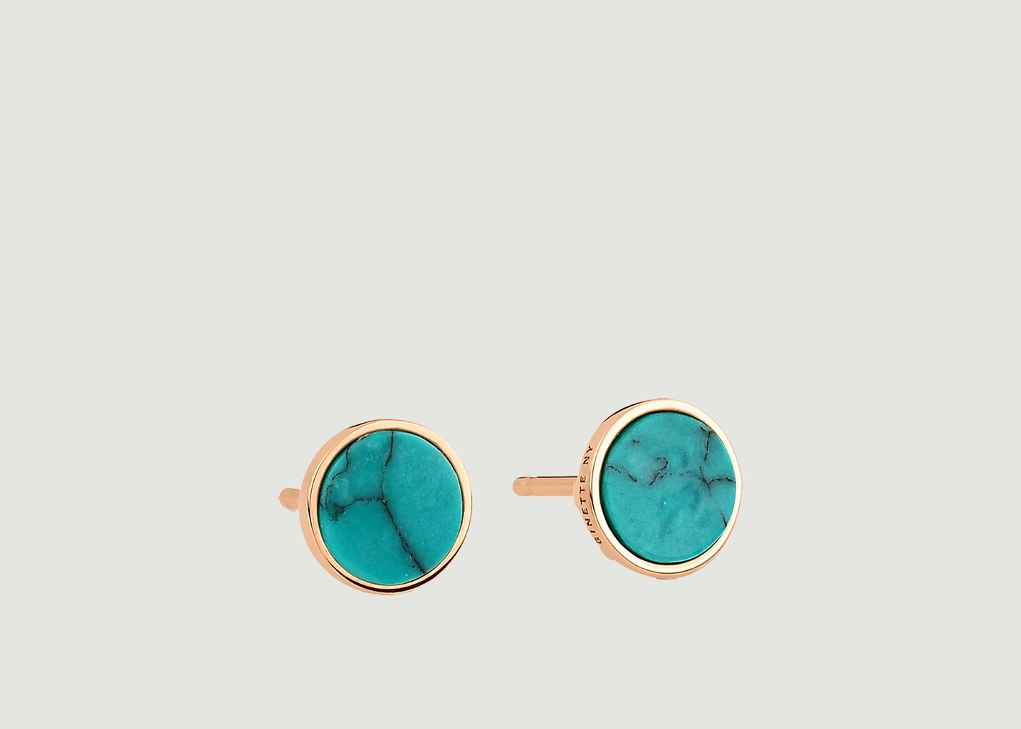 Ginette NY Rose Gold and Turquoise Ever Disc Earrings