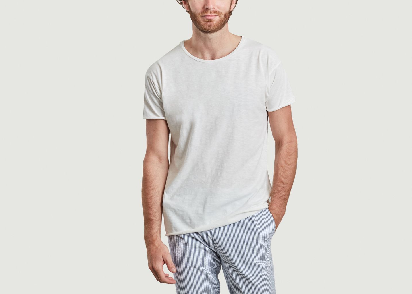 Nudie Jeans Off White Roger Relaxed Fit Slub T Shirt