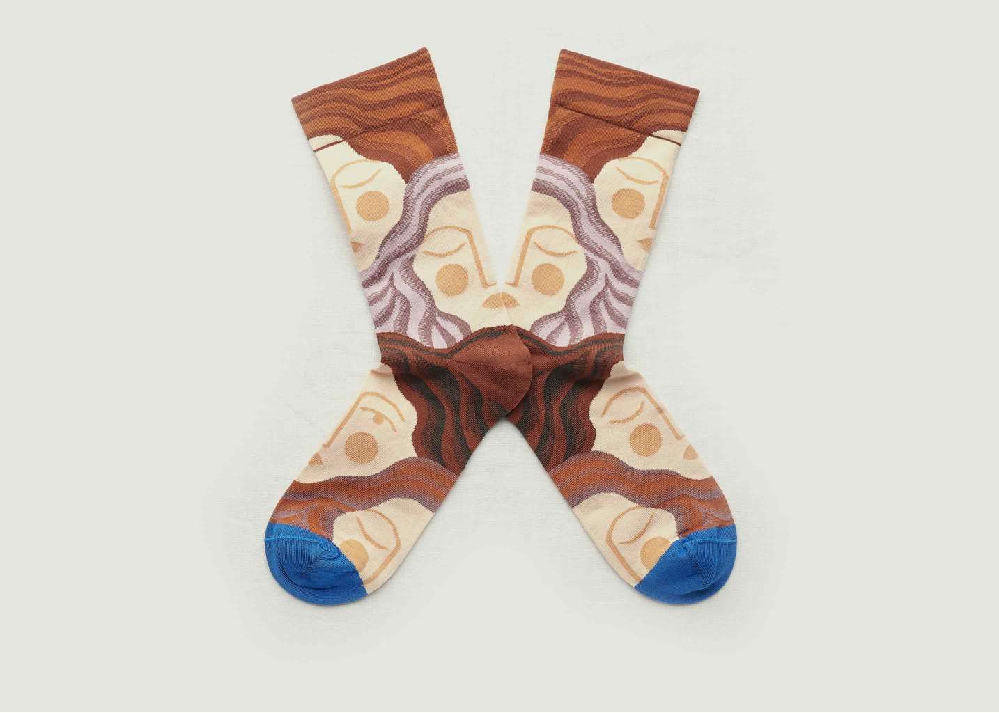 Bonne Maison Multicolor Sleeping Women Pattern Socks With Contrasting Tip
