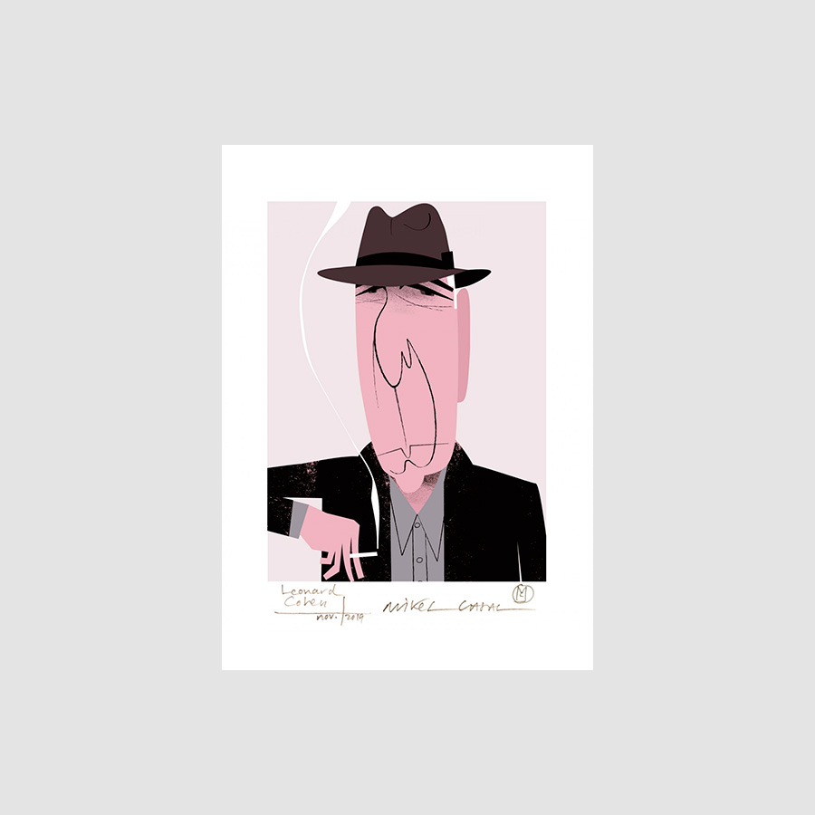 Mikel Casal Leonard Cohen Fine Art Paper Print A5