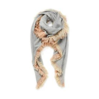 Jane Carr The Chalet Square Cashmere Scarf with Oversized Contrast Fringes