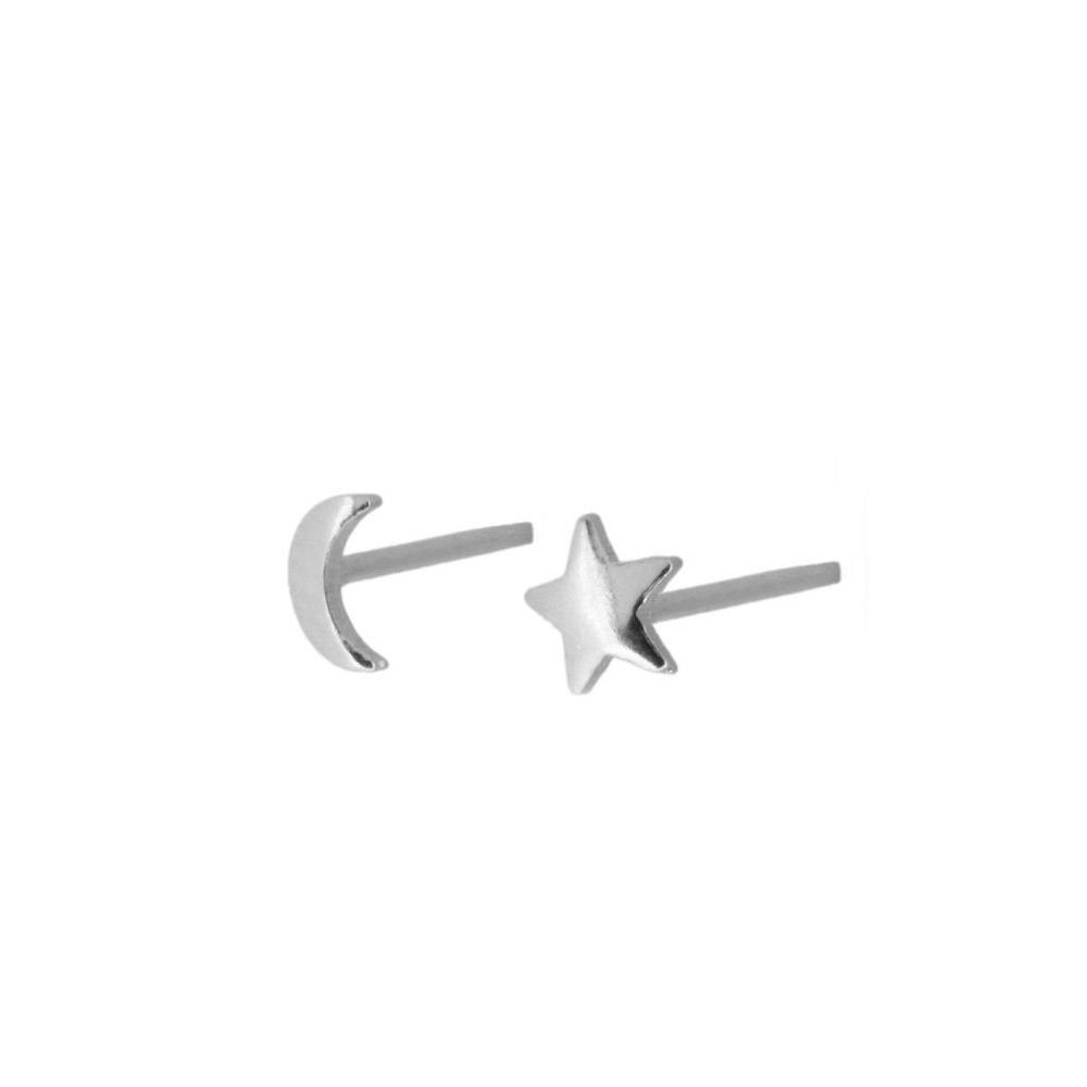 RIMIET Moon and Star Mini Earrings Sterling Silver